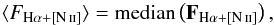 \begin{eqnarray} \langle F_{\mathrm{H}\alpha + \mathrm{[\ion{N}{ii}]}}\rangle = \mathrm{median}\left( \mathbf{F}_{\mathrm{H}\alpha + \mathrm{[\ion{N}{ii}]}}\right), \end{eqnarray}
