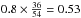 \hbox{$0.8\times \frac{36}{54}=0.53$}