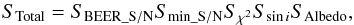 \begin{equation} S_{\rm Total} = S_{\rm BEER\_S/N} S_{\rm min\_S/N} S_{\chi^2} S_{\sin i} S_{\rm Albedo}, \label{eq:score} \end{equation}
