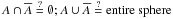 \hbox{$A \cap \overline{A} \overset{?}{=} \emptyset\text{; }A \cup \overline{A} \overset{?}{=} \text{entire sphere}$}