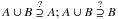 \hbox{$A\cup B \overset{?}\supseteq A \text{; } A\cup B \overset{?}\supseteq B $}