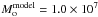 \hbox{$M_{\rm o}^{\rm model} = 1.0\times10^{7}$}