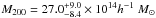 \hbox{$M_{200} = 27.0^{+9.0}_{-8.4} \times 10^{14} h^{-1}~M_\odot$}