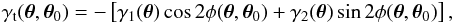 \begin{equation} \gamma_{\rm t}(\vec{\theta},\vec{\theta}_0)=-\left[\gamma_1(\vec{\theta}) \cos 2\phi(\vec{\theta},\vec{\theta}_0) + \gamma_2(\vec{\theta}) \sin 2\phi(\vec{\theta},\vec{\theta}_0) \right], \end{equation}