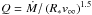\hbox{$Q = \dot{M}{/}\left(R_{*}v_{\infty}\right)^{1.5}$}