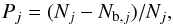 \begin{equation} P_{j}=(N_{j}-N_{{\rm b},j})/N_{j}, \label{eq_back} \end{equation}
