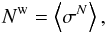 \appendix \setcounter{section}{2} \begin{eqnarray} N^{\rm w} = \left\langle \sigma^{N} \right\rangle, \end{eqnarray}