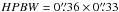 \hbox{$HPBW = 0\farcs36 \times 0\farcs33$}