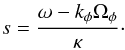 \begin{eqnarray} s = \frac{\omega - k_{\phi} \Omega_{\phi}}{\kappa} \cdot \label{definition_s} \end{eqnarray}