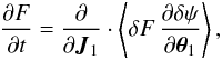 \appendix \setcounter{section}{1} \begin{eqnarray} \frac{\partial F}{\partial t} = \frac{\partial }{\partial {\vec J}_{1}} \cdot \left\langle \delta F \, \frac{\partial \delta \psi}{\partial {\vec \theta}_{1}} \right\rangle , \label{decoupled_evolution_equation_slow} \end{eqnarray}