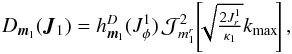 \appendix \setcounter{section}{3} \begin{eqnarray} D_{{\vec m}_{1}} ({\vec J}_{1}) = h_{{\vec m}_{1}}^{D} (J_{\phi}^{1}) \, \mathcal{J}_{m_{1}^{r}}^{2} \!\left[\!\! \sqrt{\tfrac{2 J_{r}^{1}}{\kappa_{1}}} k_{\rm max} \!\right] , \label{explicit_WKB_diff_II} \end{eqnarray}