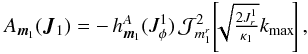 \appendix \setcounter{section}{3} \begin{eqnarray} A_{{\vec m}_{1}} ({\vec J}_{1}) = -\, h_{{\vec m}_{1}}^{A} (J_{\phi}^{1}) \, \mathcal{J}_{m_{1}^{r}}^{2} \!\left[\!\! \sqrt{\tfrac{2 J_{r}^{1}}{\kappa_{1}}} k_{\rm max} \!\right] , \label{explicit_WKB_drift_II} \end{eqnarray}