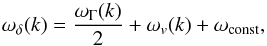 \appendix \setcounter{section}{1} \begin{equation} \omega_\delta(k) = \frac{\omega_\Gamma(k)}{2} + \omega_v(k) + \omega_\text{const}, \end{equation}