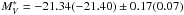 \hbox{$M_V^\ast = -21.34 (-21.40) \pm 0.17 (0.07)$}