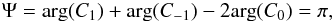 \appendix \setcounter{section}{1} \begin{eqnarray} \Psi= {\rm arg}(C_1)+{\rm arg} (C_{-1}) - 2{\rm arg}(C_0) = \pi ,\label{eq:PmHS} \end{eqnarray}