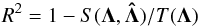 \appendix \setcounter{section}{1} \begin{equation} R^{2}=1-S({\vec \Lambda},\vec{\hat{\Lambda}})/T({\vec\Lambda}) \end{equation}