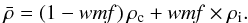 \begin{eqnarray*} \bar{\rho} = (1-{\it wmf})\,\rho_{\rm c} + {\it wmf}\times\rho_{ \text{i}}. \end{eqnarray*}