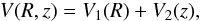 \appendix \setcounter{section}{1} \begin{eqnarray*} V(R,z)=V_1(R)+V_2(z) , \end{eqnarray*}