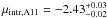 \hbox{$\mu_\mathrm{intr,A11}=-2.43^{+0.03}_{-0.02}$}