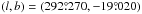\hbox{$(l, b) = (292\fdg270, -19\fdg020)$}