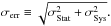 \hbox{$\sigma_{\rm err}\equiv\sqrt{\sigma_{\rm Stat}^2+\sigma_{\rm Sys}^2}. $}