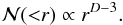 \begin{eqnarray} {\mathcal N}({<}r)\propto r^{D-3}. \end{eqnarray}