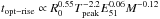 \hbox{$t_{\mathrm{opt-rise}} \propto R_0^{0.55} T_{\mathrm{peak}}^{-2.2} E_{51}^{0.06} M^{-0.12}$}