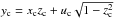 \hbox{$y_{\rm c} = x_{\rm c} z_{\rm c} + \uic \sqrt{1-z_{\rm c}^2}$}