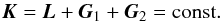 \begin{equation} \vK = \vL + \vG_1 + \vG_2 = \rm const. \label{141216i} \end{equation}