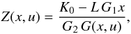 \begin{equation} \zx = \frac{\K_0 - L \, G_1 x}{G_2 \, \gx} , \label{141224a0} \end{equation}