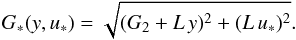 \begin{equation} \gy = \sqrt{(G_2 + L \, y)^2+(L \, \uo)^2} . \label{141230e} \end{equation}