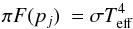 \appendix \setcounter{section}{1} \begin{equation} \pi F( p_j )~= \sigma T_\mathrm{eff}^4 \end{equation}