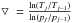 \hbox{$\bigtriangledown~= \frac{{\rm ln} (T_{j}/T_{j-1} )}{{\rm ln} ( p_{j}/p_{j-1} )} $}