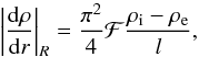 \begin{equation} \left| \frac{{\rm d} \rho}{{\rm d}r} \right|_R = \frac{\pi^2}{4} \mathcal{F} \frac{\ri - \re}{l}, \end{equation}