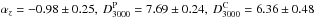 \hbox{$\alpha_{z}=-0.98\pm0.25, ~D^\textrm{P}_{3000}=7.69\pm0.24,~D^\textrm{C}_{3000}=6.36\pm0.48$}