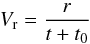 \begin{equation} \label{Vr} V_{\rm r} = \frac{r}{t+t_0} \end{equation}