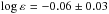 \hbox{$\eps{} = -0.06 \pm 0.03$}