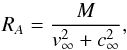 \begin{equation} R_A=\frac{M}{v_\infty^2 + c_\infty^2}, \end{equation}