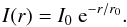 \begin{equation} I(r) = I_0~ {\rm e}^{-r/r_0}. \end{equation}