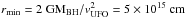 \hbox{$\rm {\it r}_{min}=2~GM_{BH}/{\it v}_{UFO}^2 = 5\times 10^{15}~cm$}