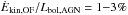 \hbox{$\rm \dot {\it E}_{kin,OF}/{\it L}_{bol,AGN} = 1{-}3\%$}