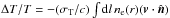 \hbox{$\Delta T/T=-(\sigma_{\rm T}/c)\int \der l \,n_{\rm e}(r)({\vec v}\cdot{\hat{\vec n}})$}
