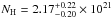 \hbox{$\nh=2.17_{-0.20}^{+0.22}\times10^{21}$}