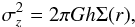 \begin{eqnarray*} \sigma_z^2 = 2\pi Gh \Sigma(r), \end{eqnarray*}