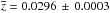 \hbox{$\overline{z}=0.0296 \,\pm\, 0.0003$}