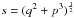 \hbox{$s=(q^2+p^3)^\frac{1}{2}$}