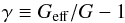\begin{equation} \gamma \equiv G_{\rm eff}/G - 1 \end{equation}