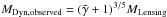 \hbox{$M_{\rm Dyn, observed} = (\bar\gamma + 1)^{3/5} M_{\rm Lensing}$}