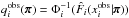 \hbox{$q^\obs_i(\bpi) = \Phi_i\inv(\hat{F}_i(x^\obs_i|\bpi))$}
