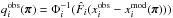 \hbox{$q^\obs_i(\bpi) = \Phi_i\inv(\hat{F}_i(x^\obs_i - x^\model_i(\bpi)))$}